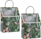 2 Pcs Wall-hanging Storage Bags, Desktop Organizer Basket Cotton Linen Hanging by Unknown