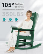 SERWALL Outdoor Rocking Chair Set of 4, Patio Rocking Chairs Set, HDPE Rocking Chair Outdoor for Adults, Heavy Duty Front Porch Rocker, Green - Image 6