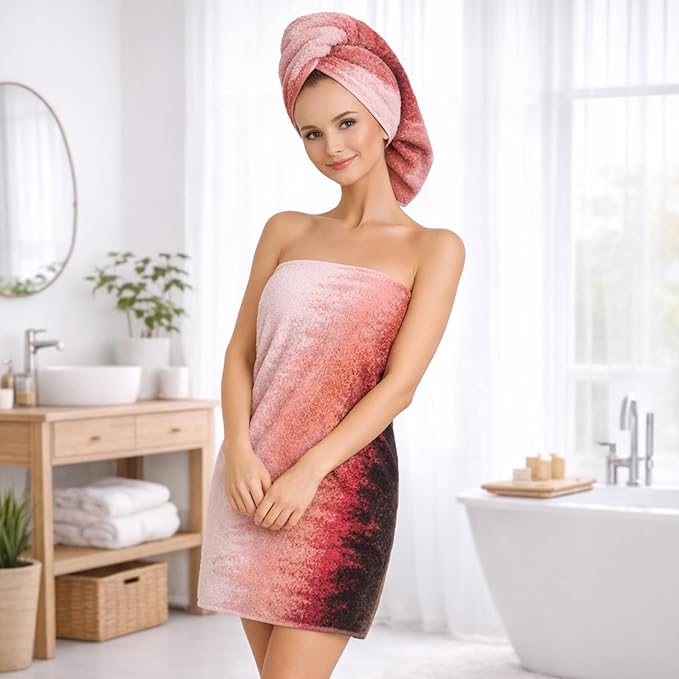 SEMAXE Bathroom Towel Set with Hanging Loop – 8-Piece Yarn Dyed Jacquard Cotton - Image 8