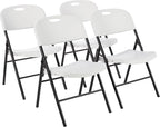 Amazon Basics Foldable Portable Comfortable Sturdy Folding Plastic Chair, 350-Pound Capacity, White, 4-Pack by AmazonBasics
