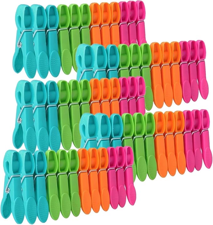 60 Pack Clothes Pins，Colored Plastic Clothespins，Strong Grip Laundry by Unknown