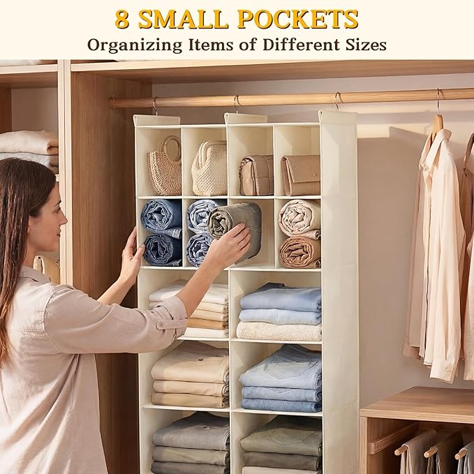 Ofiray-home 3 Tier Hanging Closet Organizer, 10 Compartments Sweater Organizer - Image 4