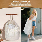 Canvas Laundry Bags with Handles & Rectangular Base, 90L Extra Large Heavy Duty - Image 5