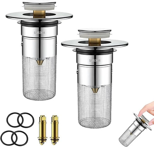 2 Pack Bathroom Sink Drain Strainer, Universal Sink Stopper by SNOWLILY