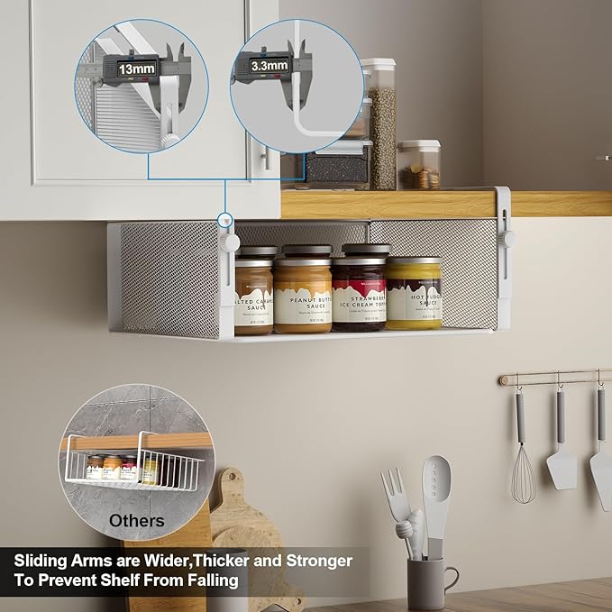 2Pack Under Shelf Basket Organizer, Adjustable Hanging Holder - Image 4