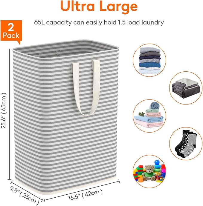 Lifewit 2 Pack Laundry Hamper Large Collapsible Laundry Baskets, Freestanding - Image 3