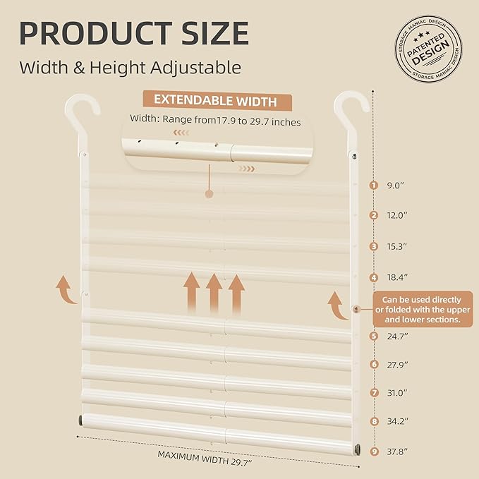 STORAGE MANIAC Adjustable Closet Rod Hanging Clothes Heavy Duty Closet Extender - Image 2
