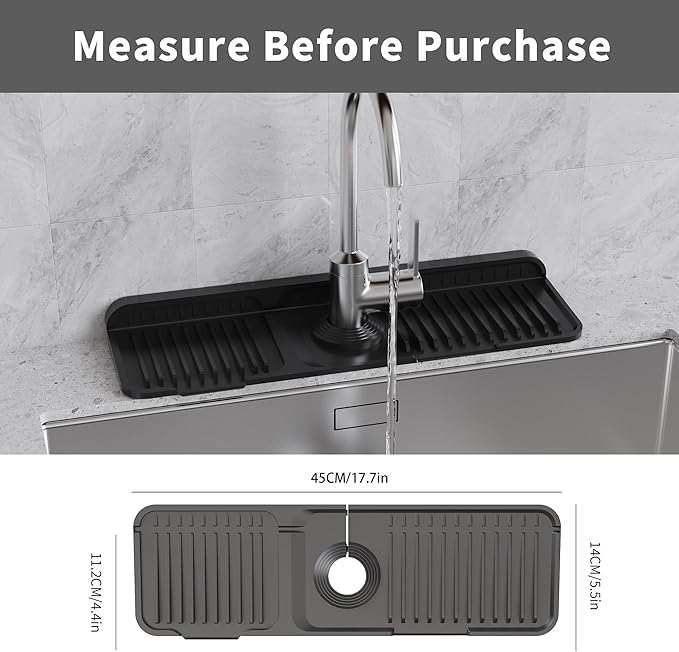 WAFT YEARN 17X5 Inch Silicone Durable Faucet Mat Kitchen Sink Splash Guard - Image 2