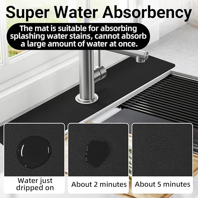 LOPNUR Faucet Mat for Kitchen Sink Protectors, 24 Inch Long Kitchen Sink Splash - Image 4