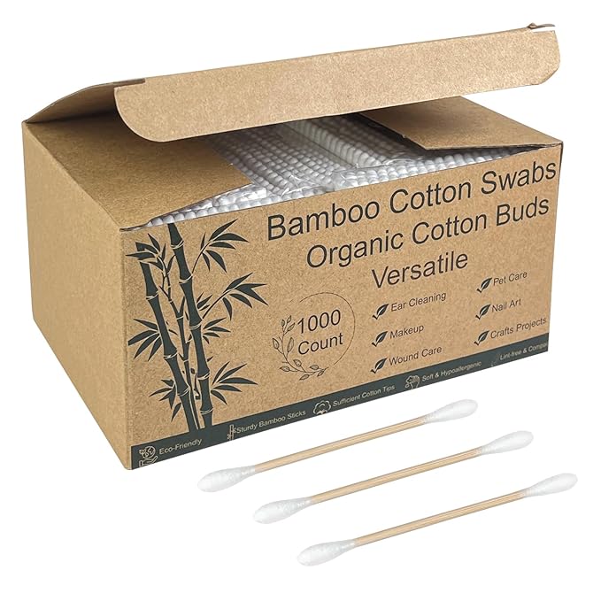1000 ct Bamboo Cotton Swabs by Garrelett