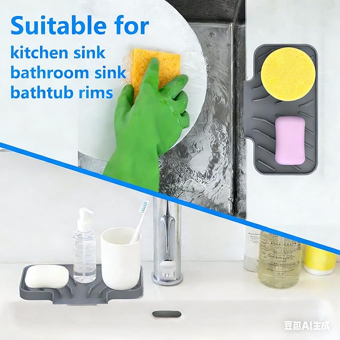 Sponge Holder for Kitchen Sink, Dish Sponge Holder & Soap Tray - Image 6