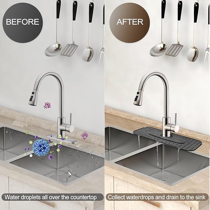 Upgraded Version Silicone Faucet Mat, Kingmall Kitchen Faucet Mat Silicone - Image 4