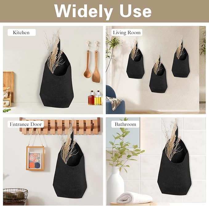 100% Linen Hanging Storage Bags Baskets 2 Pcs, Small Wall Storage Bag - Image 5