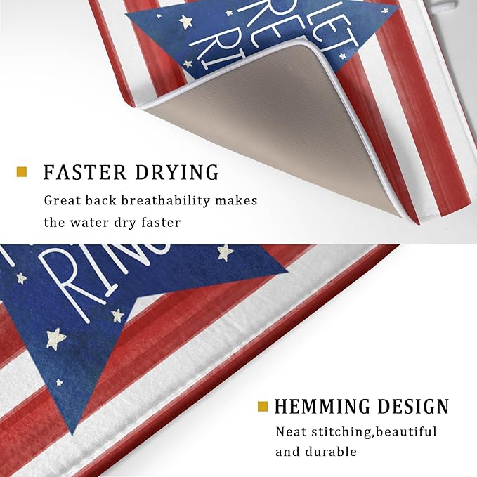 4th of July Dish Drying Mat for Kitchen Counter Patriotic Absorbent Reversible - Image 3