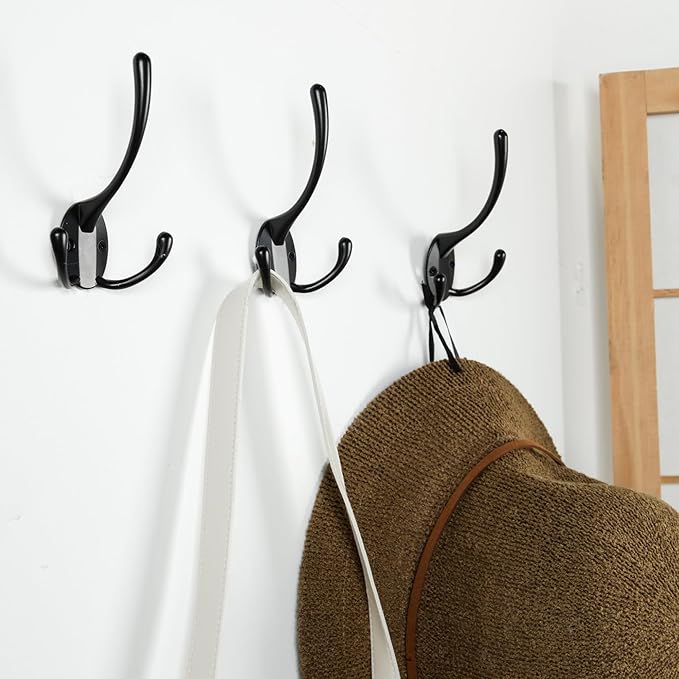 Aynoo 5 Pack Big Heavy Duty Three Prongs Coat Hooks, Wall Hooks, Wall Mounted - Image 3