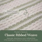 MosJos Kitchen Towels, Cotton Hand Towels, Sage Green and Cream Ribbed - Image 4