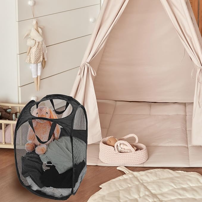 6Pcs Pop up Hampers for Laundry Foldable Mesh Laundry Hamper Baskets - Image 6