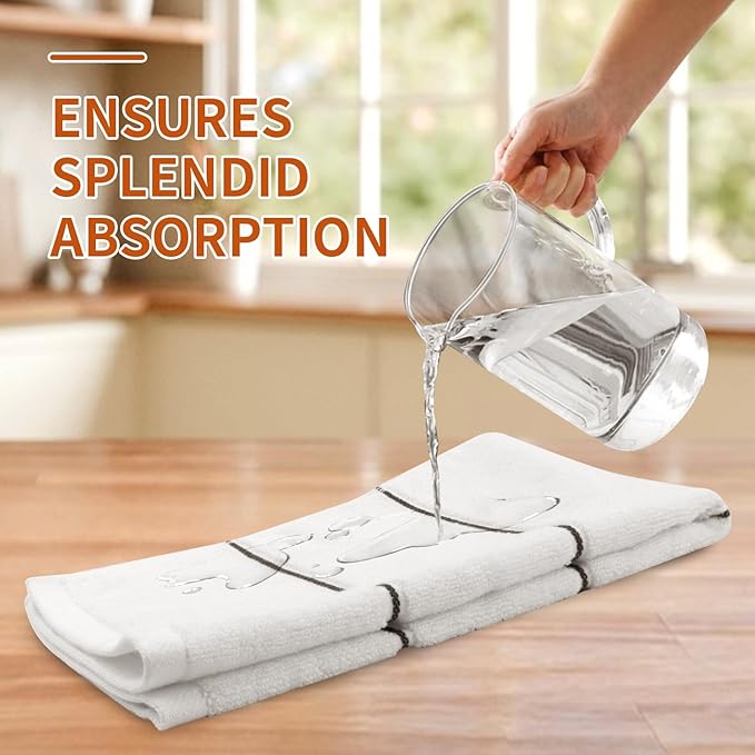 White 3 Pack Hand Towels, 100% Cotton, Highly Absorbent and Soft Feel Towels - Image 4