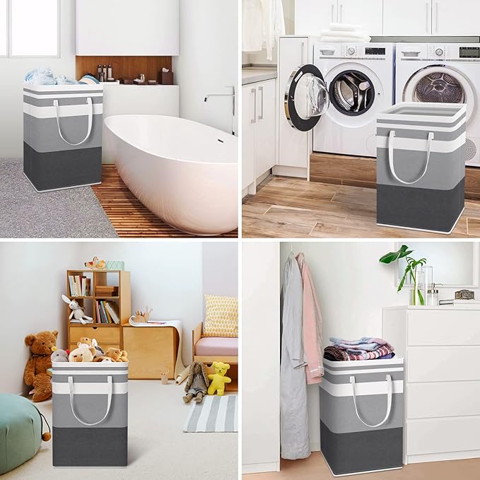 HomeHacks 3-Pack Large Laundry Basket, 75L Each Waterproof, Freestanding - Image 6
