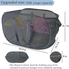 Upgraded 100L Collapsible Laundry Basket, Extra Large Mesh Pop Up Laundry Hamper - Image 2