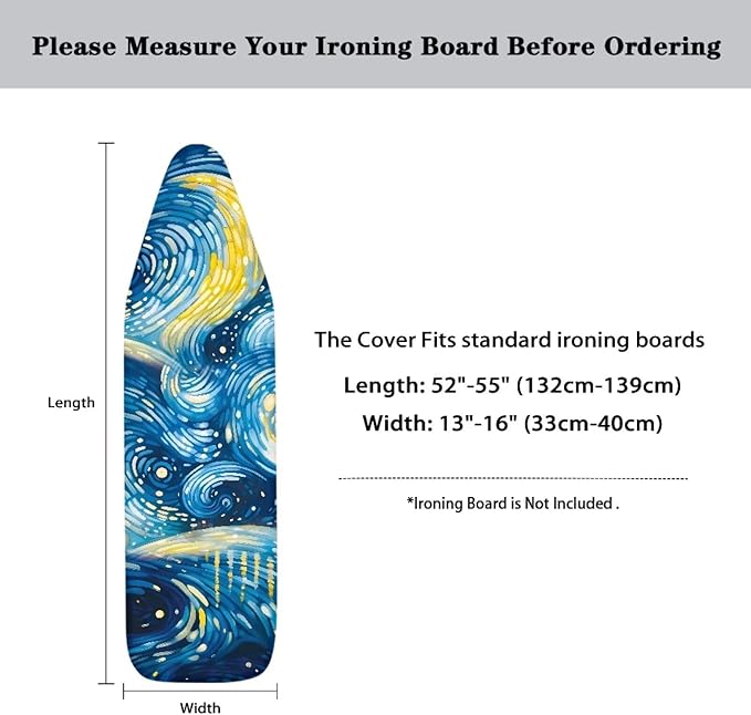 Starry Night Ironing Board Cover and Pad, Dragonfly Iron Board Cover Non-Slip - Image 6