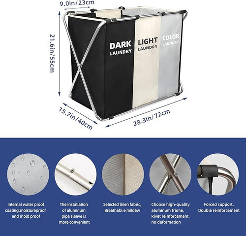 180L Large Laundry Basket, Freestanding Laundry Hamper, Collapsible Tall - Image 2