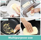 Sponges Kitchen Scrub Dish Sponge Scouring Pad, 6 Pack Cleaning Brush Scrubber - Image 5