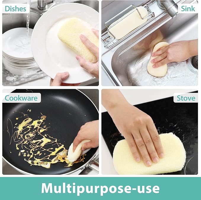 Sponges Kitchen Scrub Dish Sponge Scouring Pad, 6 Pack Cleaning Brush Scrubber - Image 5