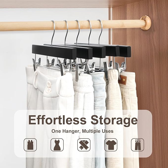 BAGAIL 20 Pack Wooden Pants Hangers - Image 5