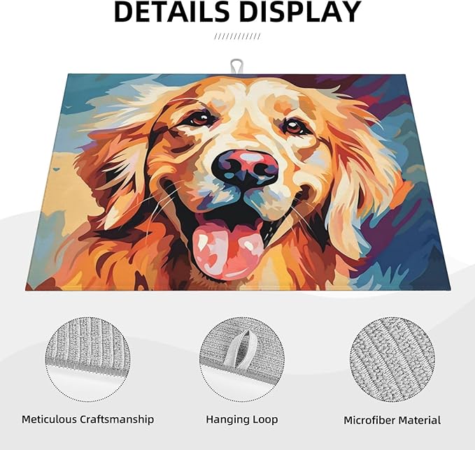 Dog Dish Drying Mat for Kitchen Counter Decor 18x24 Inch Floral Absorbent - Image 4