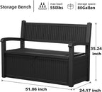 DRATO 75 Gallon Storage Bench Deck Box Outdoor Indoor,Lockable Durable All-Weather Seating with Hidden Storage,Deck Storage for Garden, Pool, Patio,Black - Image 2