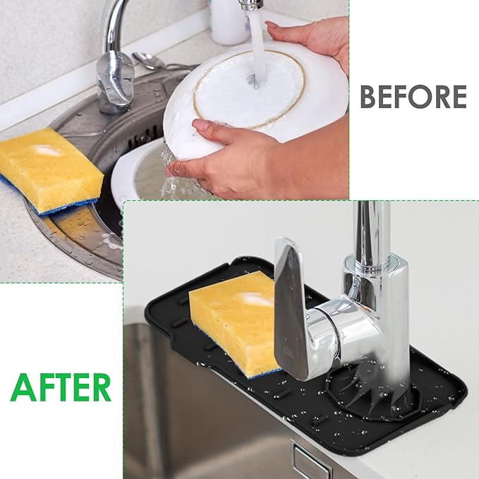 Sink Faucet Splash Guard Mat Silicone Soap Dish Pad Faucet Handle Drip Catch - Image 3