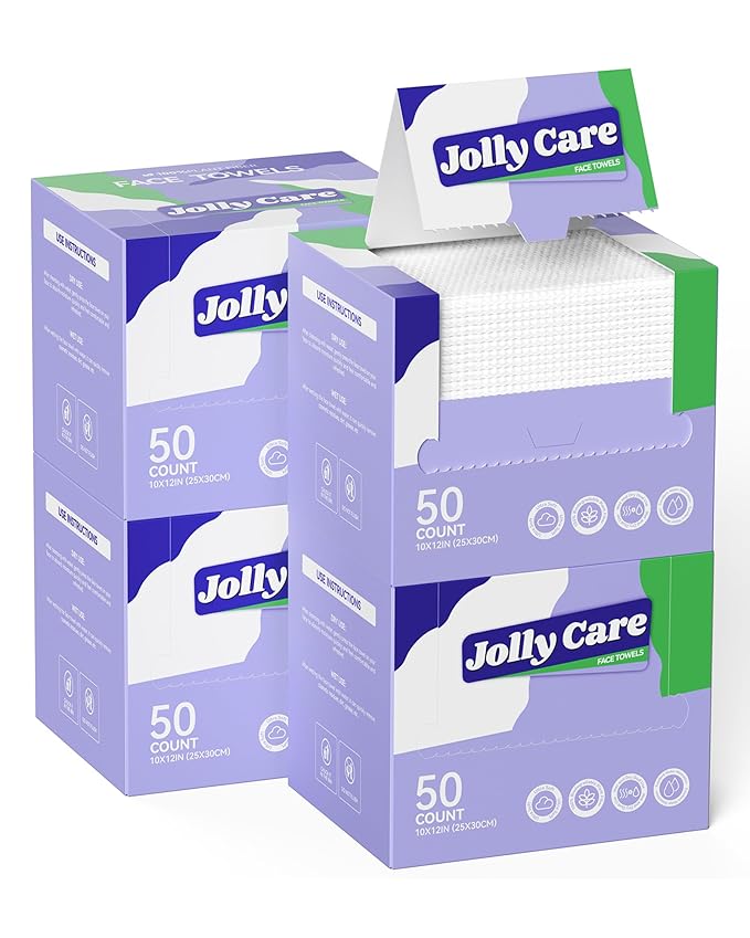 Disposable Face Towels, Soft Makeup Remover Dry Wipes, Thick Facial Tissue by JollyCare