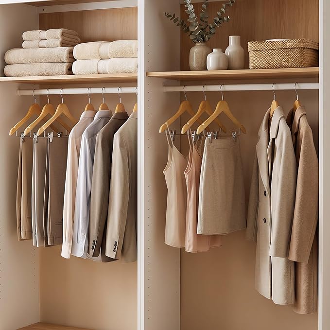 HOUSE DAY 24 Pack High-Grade Wooden Suit Hangers Skirt Hangers - Image 8