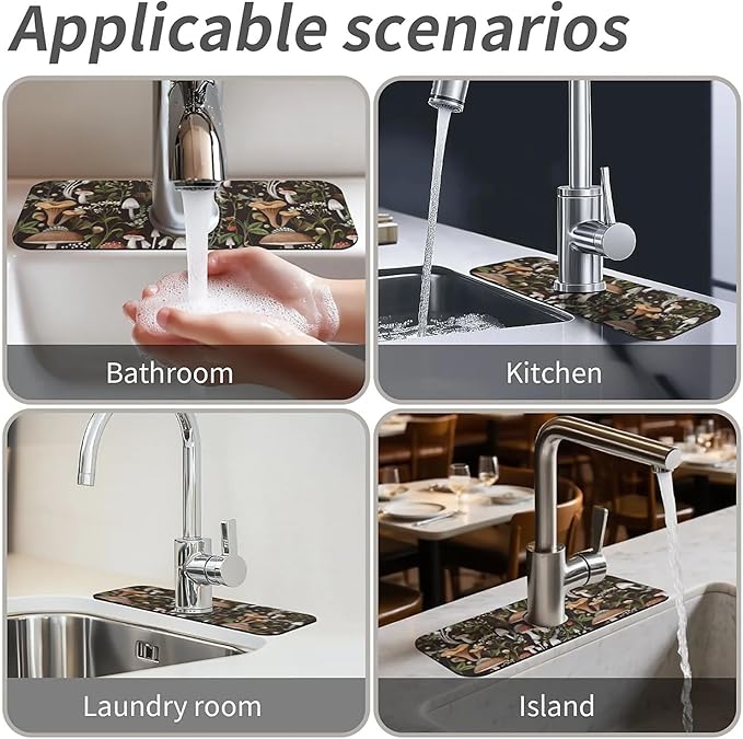 Kitchen Sink Splash Guard，Bobo mushrooms Faucet Mat Sink Gadgets-Super - Image 7