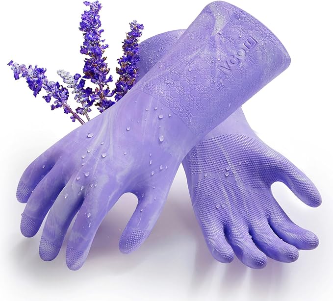Vgo... Household Cleaning Gloves, Double-layer, Lined Dishwashing Gloves by Vgo