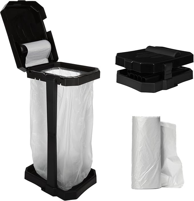 Wakeman Heavy Duty Black Trash Bag Portable Trash Bag Holder Stand by Wakeman