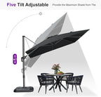 PURPLE LEAF 9 Feet Square Cantilever Umbrella Patio Umbrella with Base Outdoor Umbrella Aluminum Offset with 360-degree Rotation for Garden Deck Pool Patio Black - Image 6