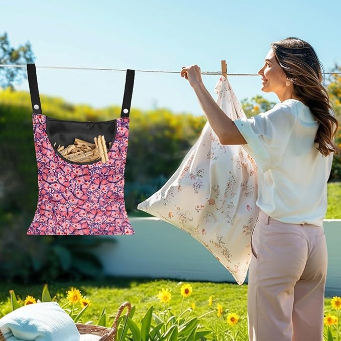 2 Pcs Clothespin Bag with Large Opening Clothes Pins Holder Outdoor and Laundry - Image 2