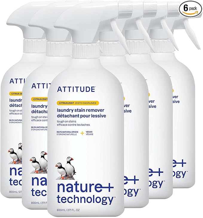 ATTITUDE Stain Remover Spray for Laundry, Removes Odors & Stains, Plant-Based & by ATTITUDE