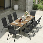 MAMIZO Patio Dining Chairs, Stackable All Weather Teslin Chair, Heavy Duty Outdoor Breathable Chairs Set, w/Armrests, Upgraded Chair FeetW/Strenthened Iron Spacers, 330 LBS (8, Black) - Image 9