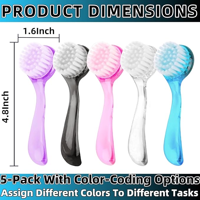 Soft Nail Dust Cleaning Brush 5Pcs Handle Grip Fingernail Brush Nail Dust Brush - Image 2