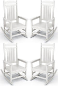 KINGYES HDPE Patio Rocking Chair Set of 4, Outdoor Rocking Chairs Porch Rocker for Adults, White by KINGYES