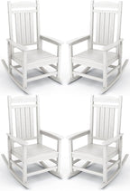KINGYES HDPE Patio Rocking Chair Set of 4, Outdoor Rocking Chairs Porch Rocker for Adults, White by KINGYES