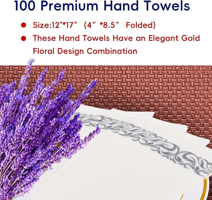 JOLLY CHEF 100 Disposable Hand Towels, Soft and Absorbent Linen Feel Dinner - Image 6