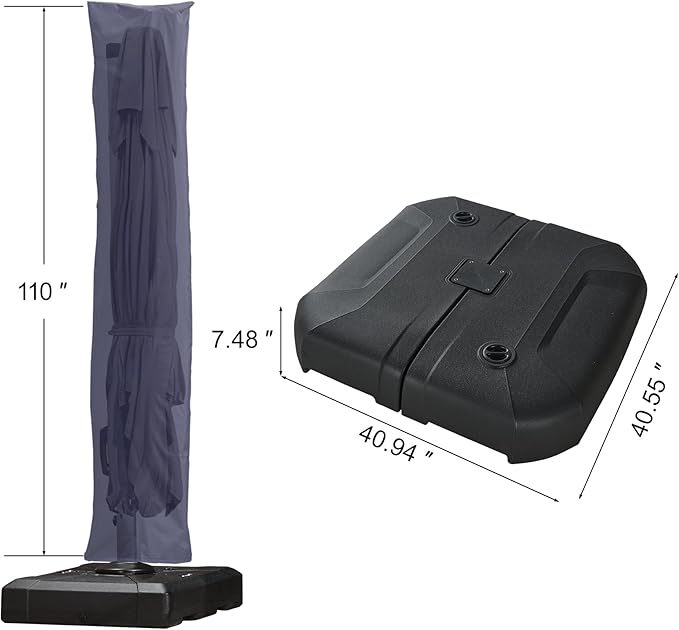 PURPLE LEAF 10'×13' Patio Umbrella with Base Included and Cover Outdoor Umbrella with Cover Extra Large Heavy Duty Cantilever Umbrella Navy Blue - Image 3