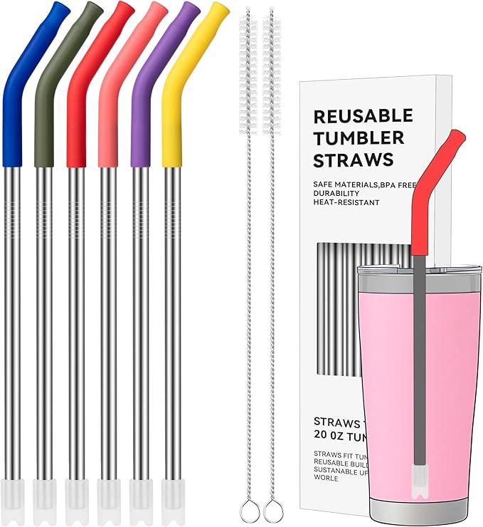 20 oz Straight Metal Straws by AccessoriesForWaterBottle