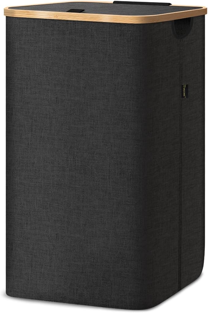 BALEINE Laundry Hamper with Lid, Tall Laundry Baskets with Bamboo Pull Handles by BALEINE