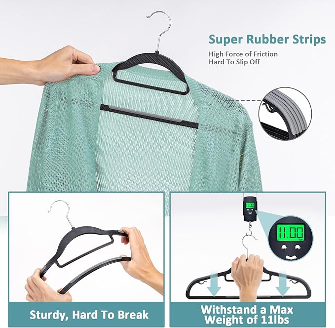 Heavy Duty Plastic Clothes Hangers, Space Saving Hangers 30 Pack, 0.2 Inches - Image 4