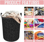 Black Leopard Print Laundry Hamper Bag - Image 8